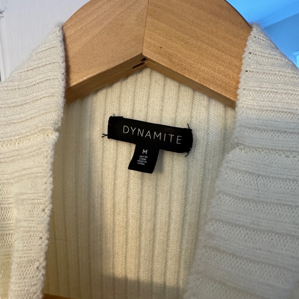Dynamite Ivory Ribbed Short Cardigan - Picture 2 of 4